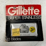 Vintage Gillette Super Stainless 10 Razor Blades New Old Stock Spoiler Nos. Fixed Price $12.87.