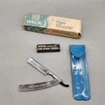Vintage Weck Hair Shaper Straight Razor Silver Stainless W/ 5 Blades Case Box. Fixed Price $34.99.