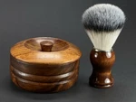 Handcrafted Wooden Shaving Mug Bowl With Lid For Soap Cream Brush Set. Fixed Price $29.99.