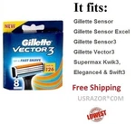 8 Gillette VECTOR3 Blades Ft Sensor Razor Replacement Refill Cartridge Shaver. Fixed Price $34.99.