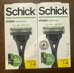 (2) Schick Hydro Slim Head Sensitive For MEN,1 RAZOR+4 Cartridges Each. Fixed Price $15.99.