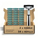 54 Twin Stainless Steel Blades Disposable Razors For Men 2 Handles, Ultra Smooth. Fixed Price $10.88.