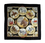 Hermes Auteuil En Mai Carre 90CM 100% Silk Scarf France Black Multi-color #4643. Fixed Price $295.00.