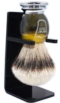Parker Silver Tip Badger Hair Shaving Brush W/ Stand Luxury Men Hhst. Fixed Price $169.99.