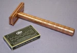 Hs Henson AL13 Aluminum Double Edge Medium Gold Safety Razor W/blades--excellent. Fixed Price $69.99.